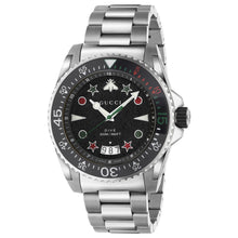 Load image into Gallery viewer, GUCCI Dive 45 mm M3 Steel Bracelet Green Red Stars &amp; Bee Black Dial - YA136221