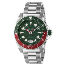 Load image into Gallery viewer, GUCCI Dive 45 mm M3 Green Red Bezel Multi-Color Dial Steel Bracelet - YA136222