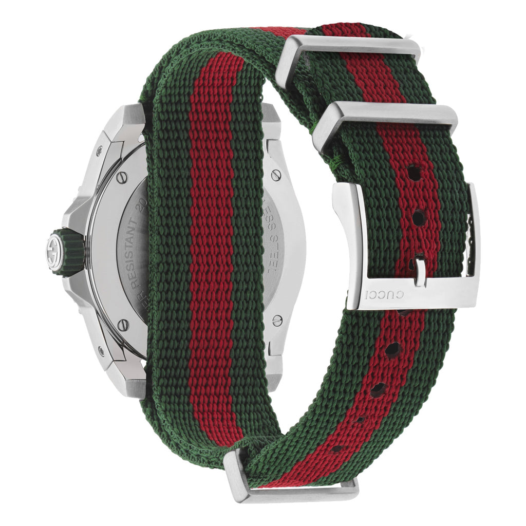 GUCCI Dive 40 mm M3 Steel Case Green Dial Recycled Green Red Strap - YA136339