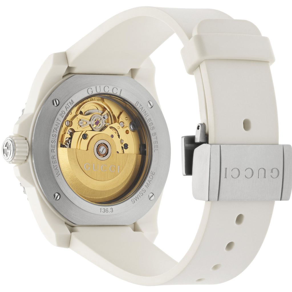 GUCCI Dive 40 mm Recycled Steel & Bio-Plastic White Transparent Dial Date - YA136343