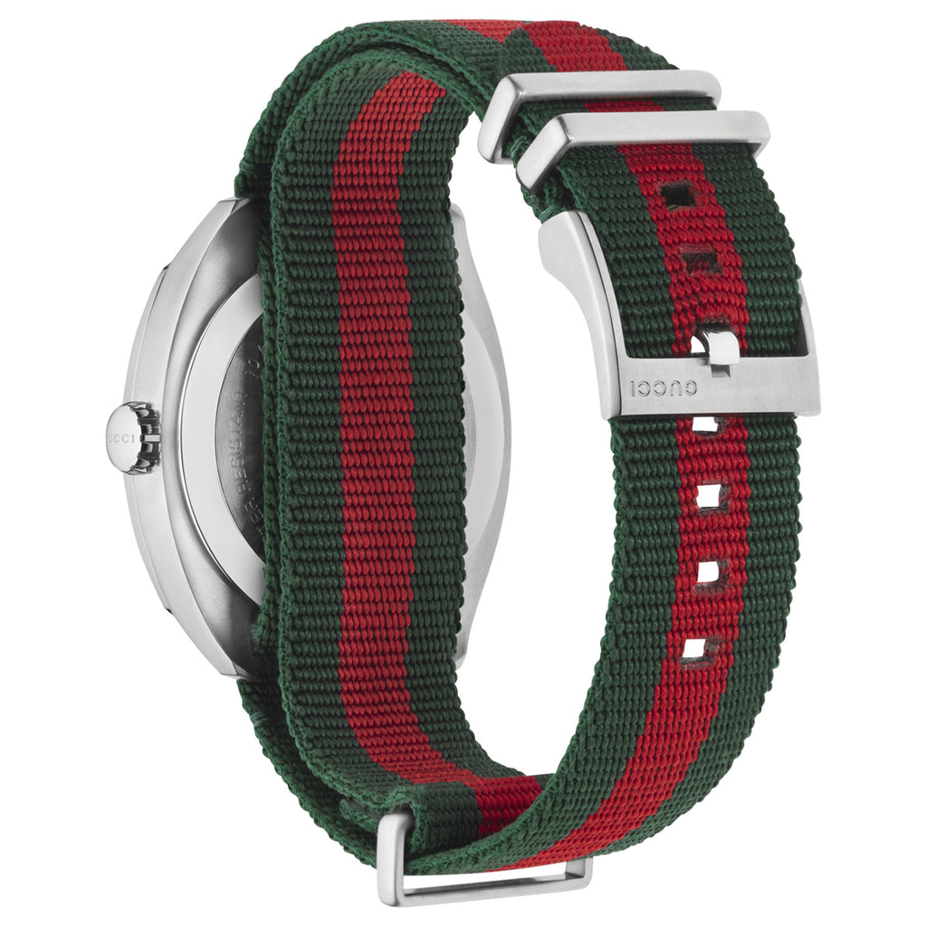 Gucci GG2570 41 mm Stainless Black Sun-Brushed Dial Red Green Strap M3 - YA142305
