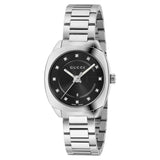Gucci GG2570 29 mm M3 Black Sun-Brushed Diamond Dial Steel Bracelet - YA142503