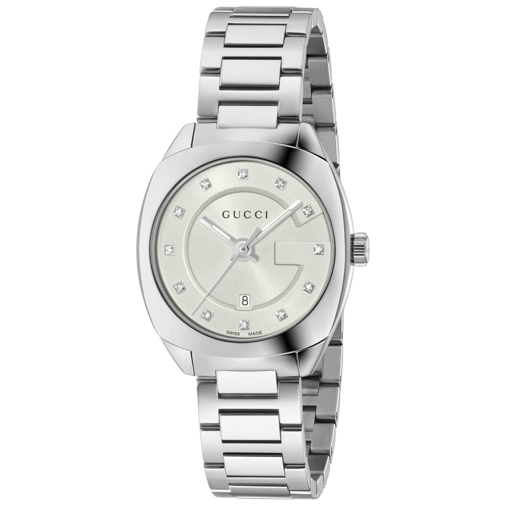 Gucci GG2570 29 mm White Sun-Brushed Diamond Dial Steel Bracelet - YA142504