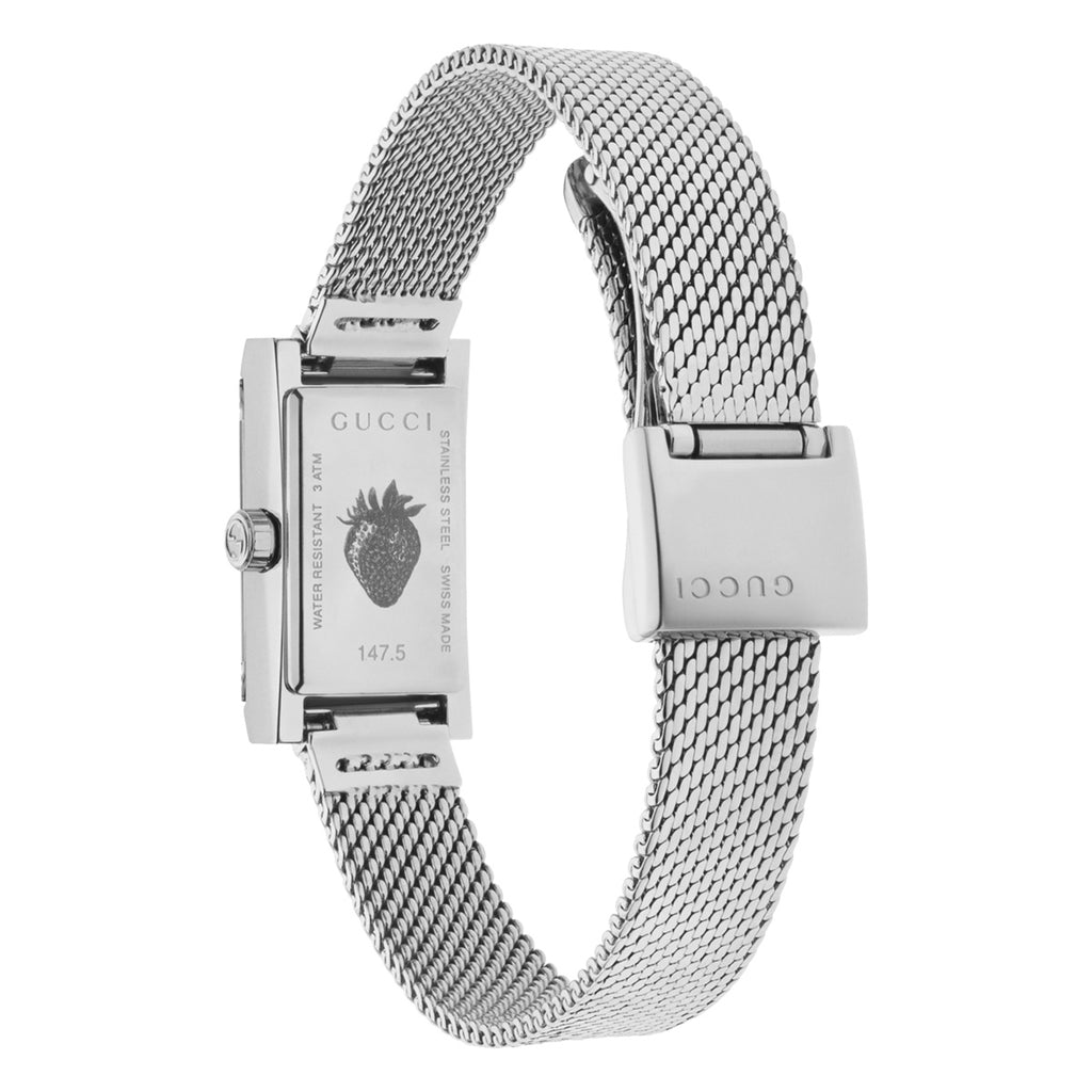 Gucci G-Frame 25 mm Women's Green Red Blue Web Dial Mesh Bracelet - YA147510