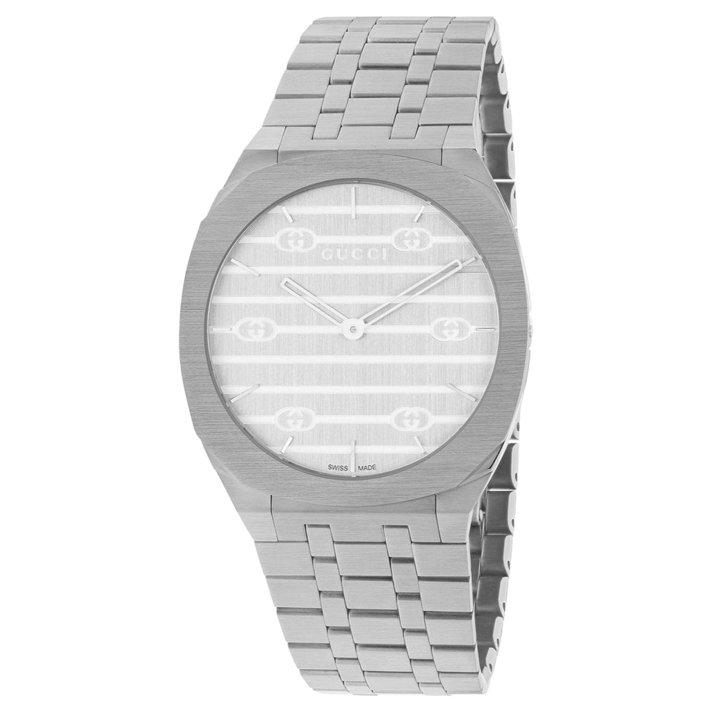 GUCCI 25H 34 mm Stainless Steel Case Interlocking G Motif Dial - YA163402