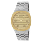 GUCCI 25H 34 mm 18k Yellow Gold Plated Bezel Stainless Steel Bracelet - YA163403