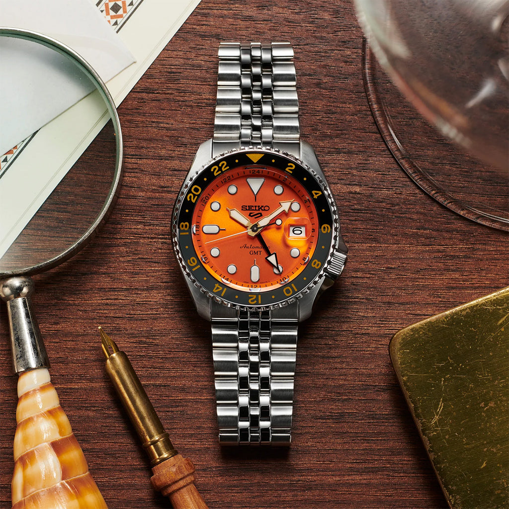 Seiko - 5 Sports SKX GMT Orange Dial Automatic Stainless Date - SSK005