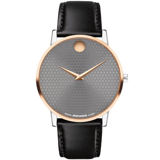 Movado - Museum Classic 40 mm Rose Gold & Steel Gray Sunray Dial - 0607999