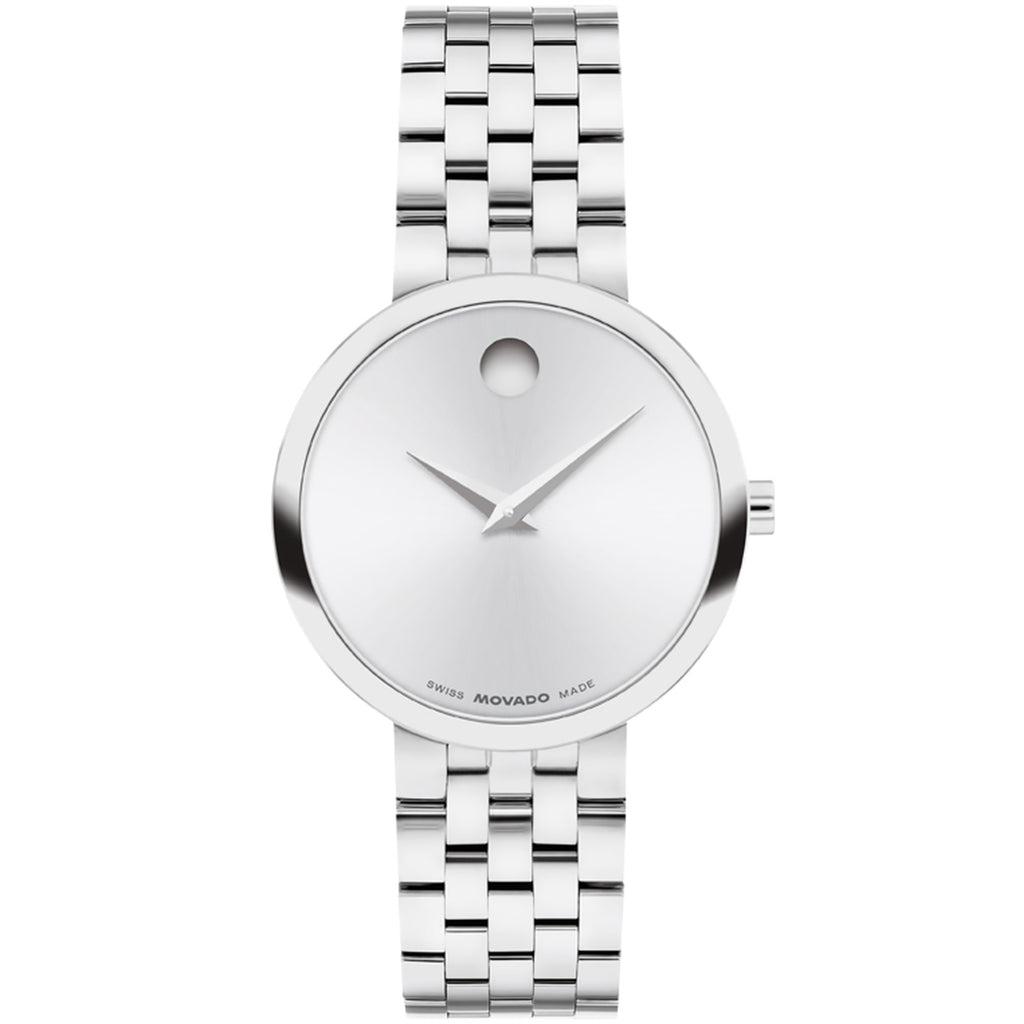 Movado - Museum Classic 29.5 mm Women's Silver White Sunray Dial - 0608004