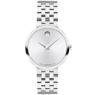 Movado - Museum Classic 29.5 mm Women's Silver White Sunray Dial - 0608004