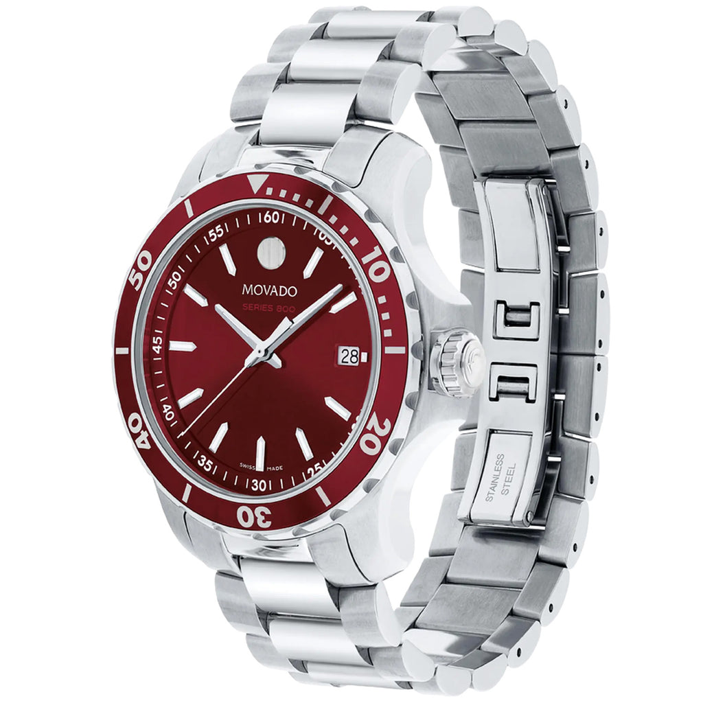 Movado - 800 Series 40 mm Red Dial Stainless Steel - 2600178