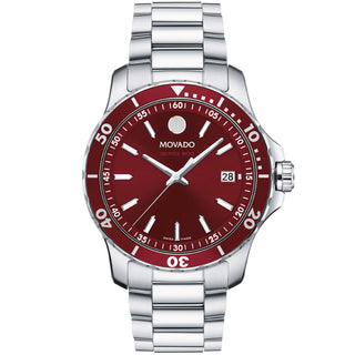 Movado - 800 Series 40 mm Red Dial Stainless Steel - 2600178