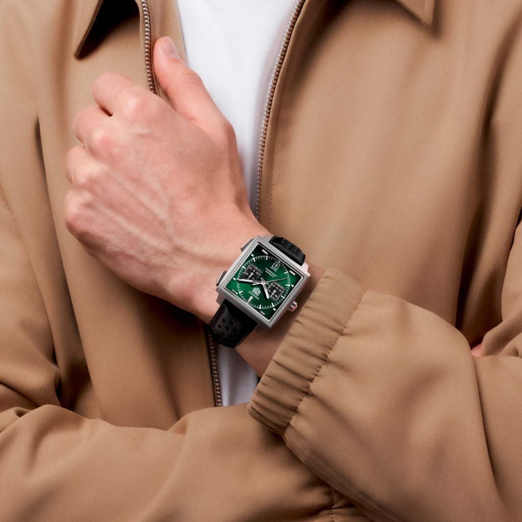 TAG Heuer - Monaco Chronograph Automatic 39 mm Titanium Green Dial - CDW2180.FC8360