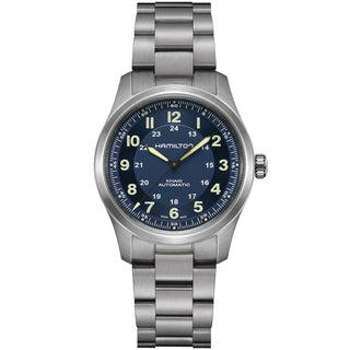Hamilton - Khaki Field 38 mm Automatic Titanium Blue Dial Bracelet - H70205140