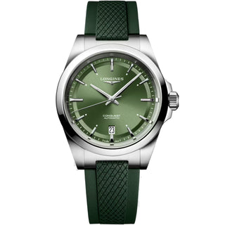 Longines - Conquest 38 mm Automatic Sunray Green Dial Rubber Strap - L37204029