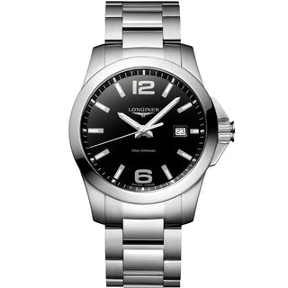 Longines - Conquest 41 mm Quartz Black Dial Date Stainless - L37594586