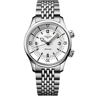 Longines - Legend Diver 39 mm White Dial Beads of Rice Bracelet - L37644166