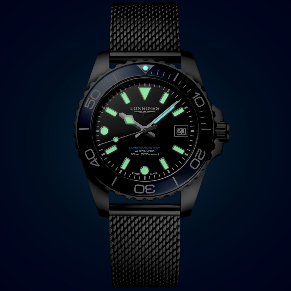 Longines - HyroConquest 39 mm Automatic Blue Bezel Black Dial - L37794906