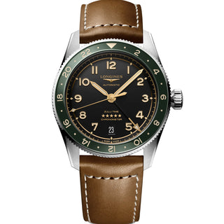 Longines - Spirit Zulu Time GMT 39 mm Green Bezel Anthracite Dial - L38024632