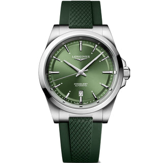 Longines - Conquest 41 mm Green Dial Steel Rubber Strap - L38304029