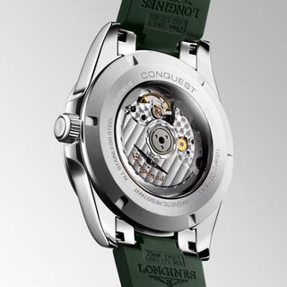 Longines - Conquest 41 mm Green Dial Steel Rubber Strap - L38304029