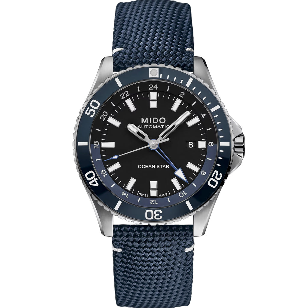 Mido - Ocean Star GMT Blue Dial Leather Strap 44 mm - M0266291705100