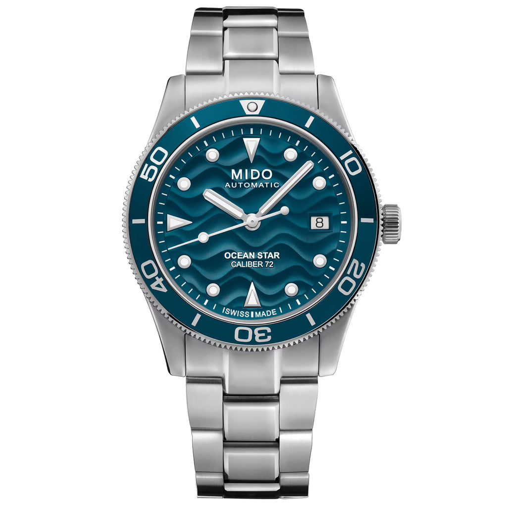 Mido - Ocean Star 39 mm Blue Wave Dial Extra Strap Special Edition - M0269071104101