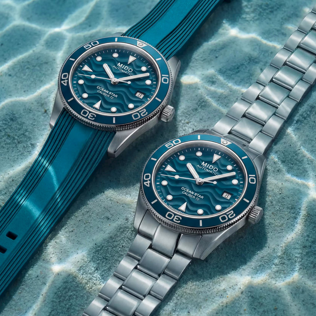 Mido - Ocean Star 39 mm Blue Wave Dial Extra Strap Special Edition - M0269071104101