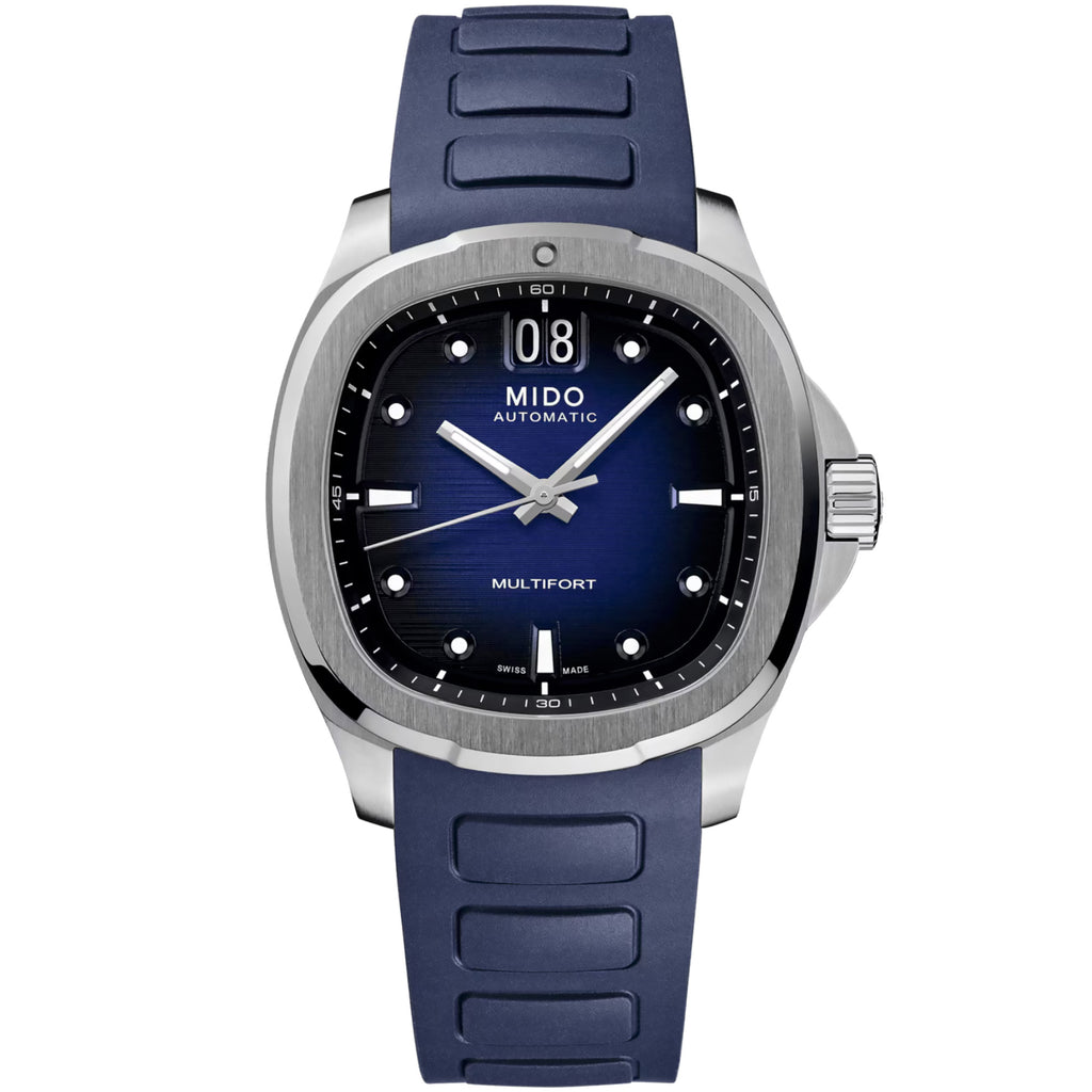Mido - Multifort TV Big Date Rubber Blue Strap - M0495261704100