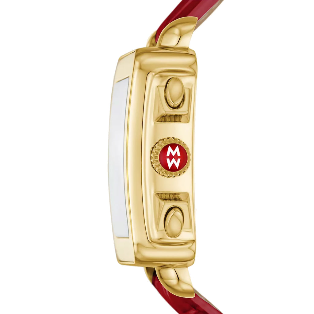 Michele - Deco Sport 18K Gold-Plated Ruby Red Leather - MWW06K000065