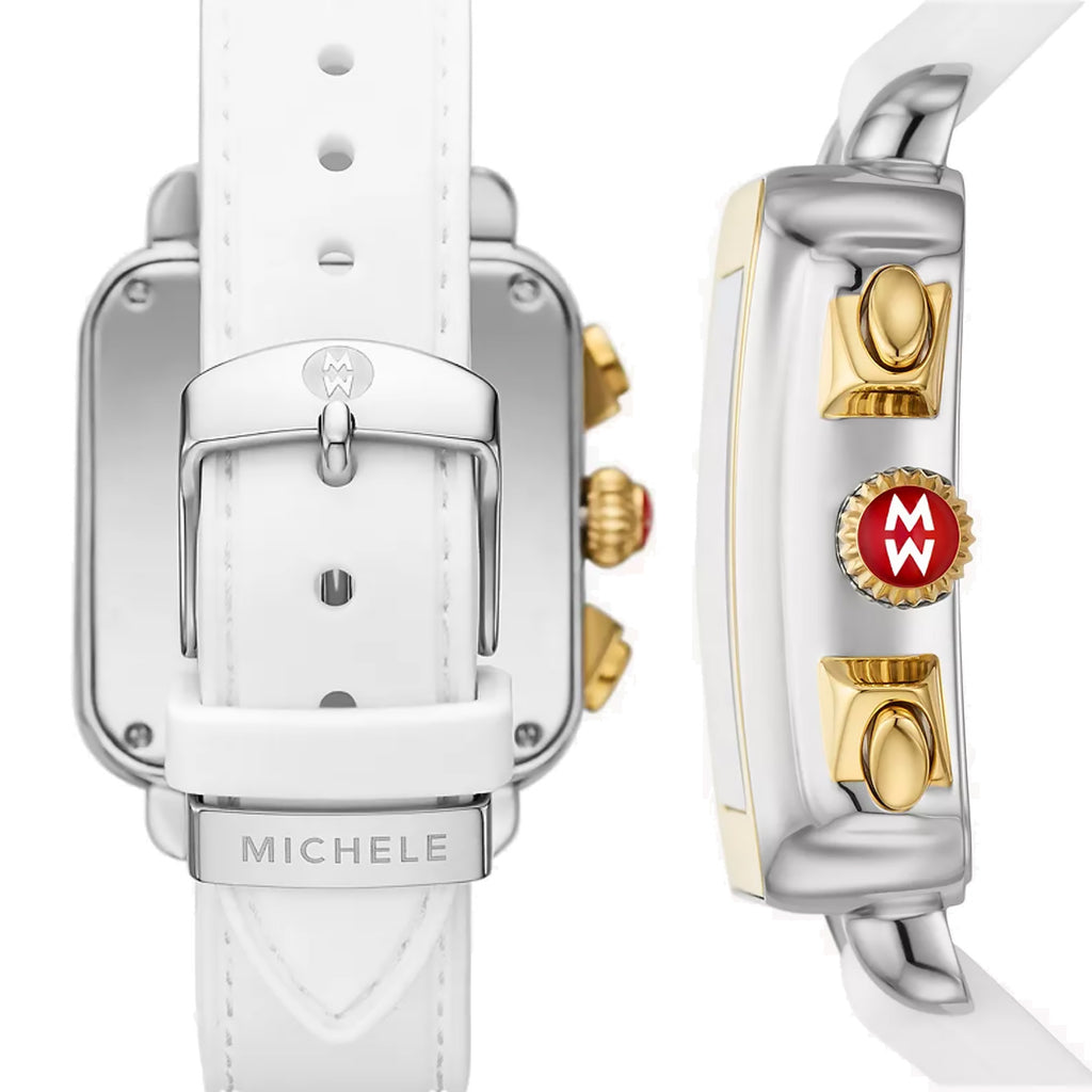 Michele - Deco Sport Chronograph Gold-Plated White Silicone Band - MWW06K000069