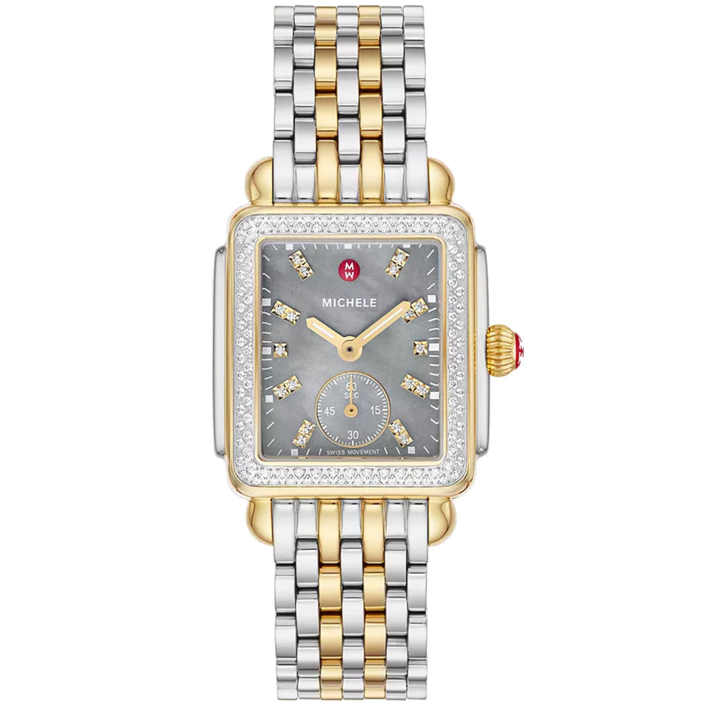 Michele - Deco Mid Two-Tone 18K Gold-Plated Diamond Watch - MWW06V000132