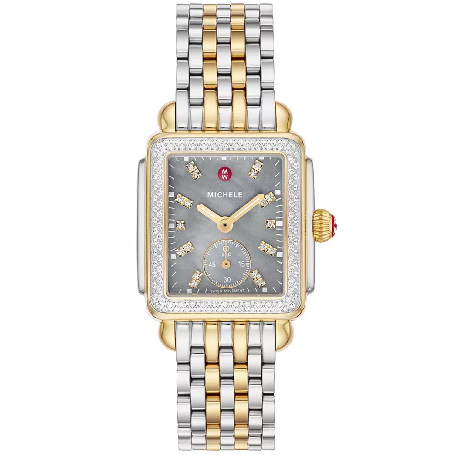 Michele - Deco Mid Two-Tone 18K Gold-Plated Diamond Watch 