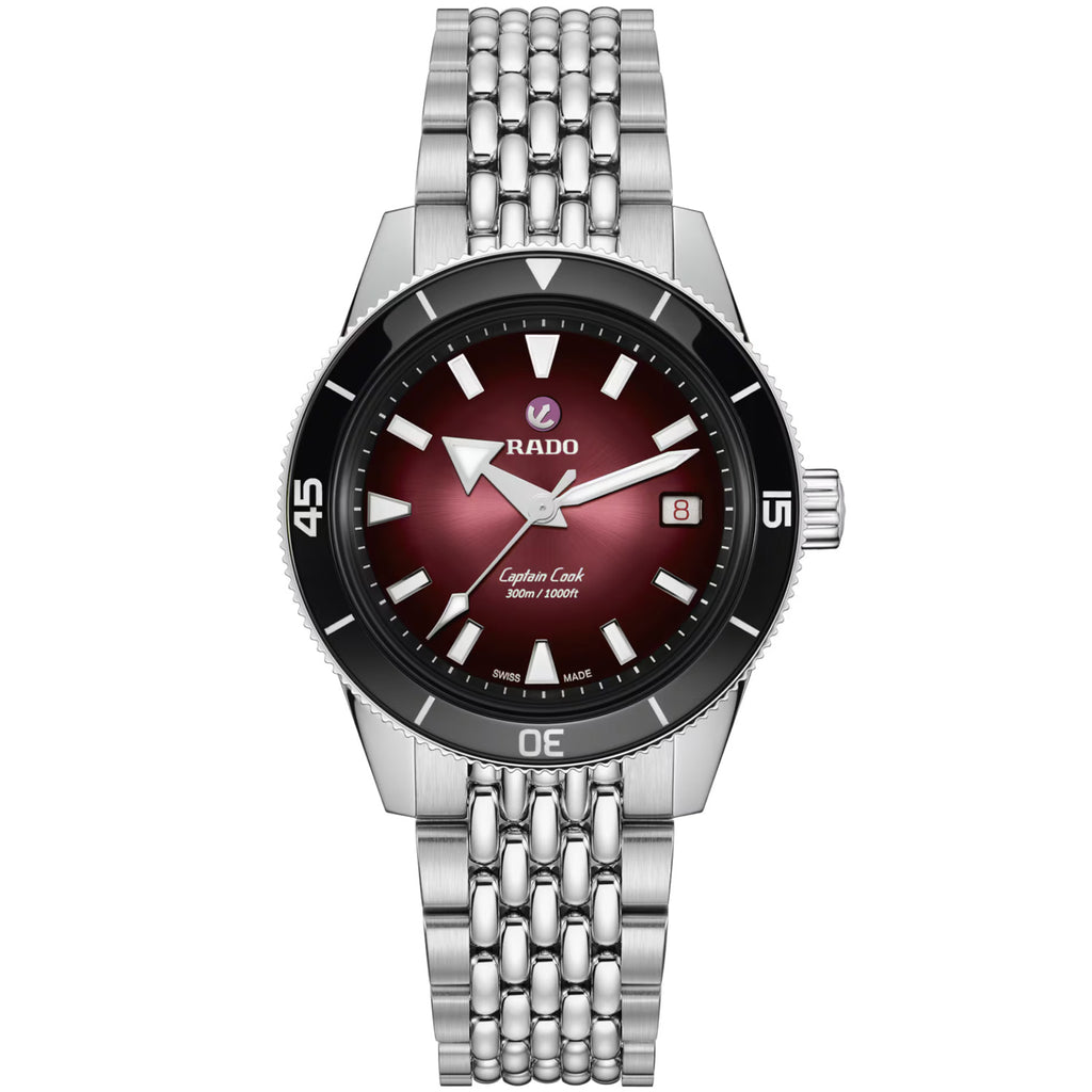 Rado - Captain Cook 39 mm Black Red Dial Two Extra Straps - R32223408