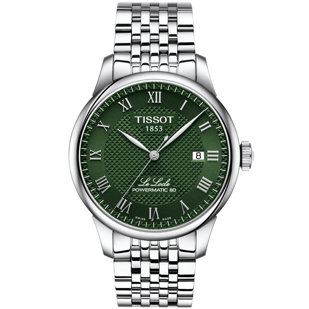 Tissot - Le Locle Powermatic 80 Green Roman Dial - T0064071109300