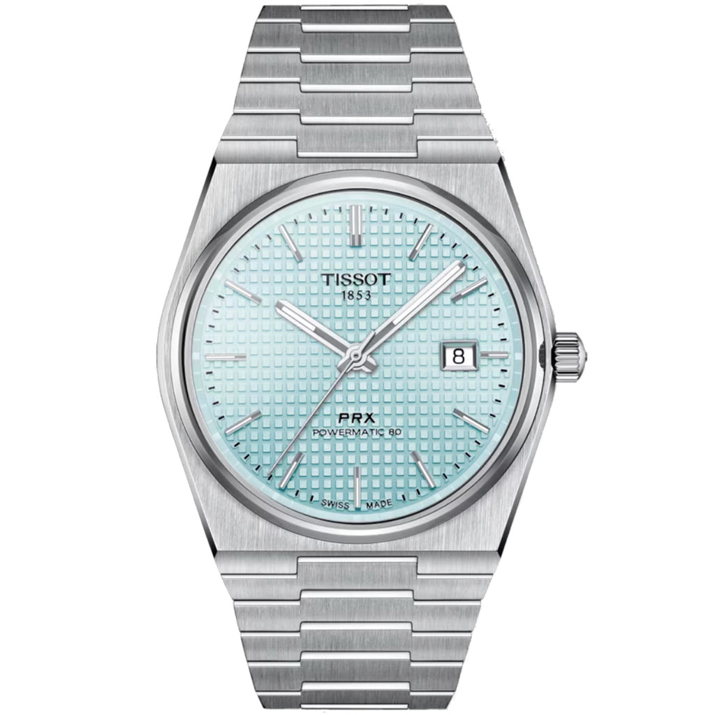 Tissot - PRX 40 mm Automatic Powermatic 80 Ice Blue Waffle Dial - T1374071135100