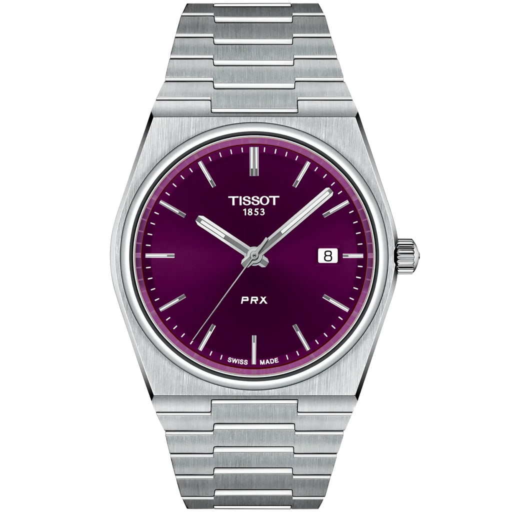 Tissot - PRX 40 mm Quartz Purple Dial Steel Bracelet - T1374101140100