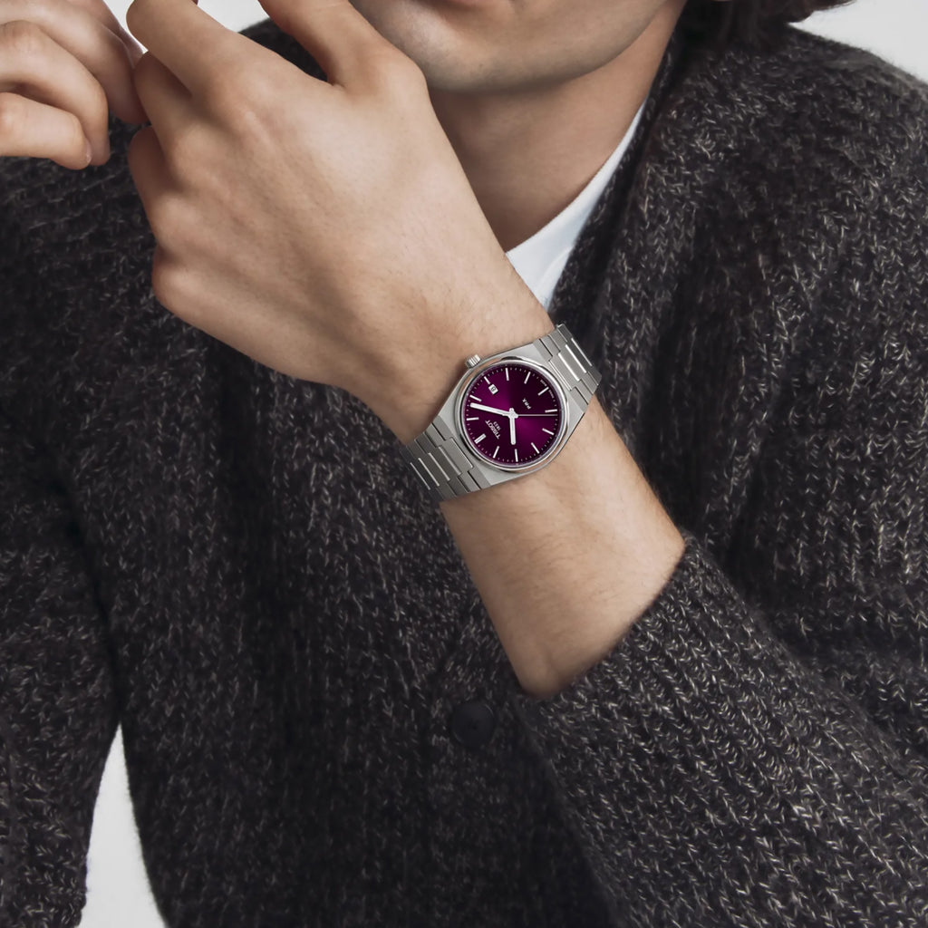 Tissot - PRX 40 mm Quartz Purple Dial Steel Bracelet - T1374101140100