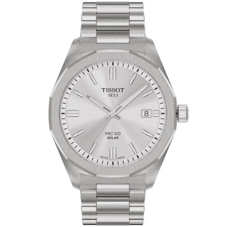 Tissot - PRC100 Solar 39 mm Silver Dial Steel Bracelet - T1514221103100