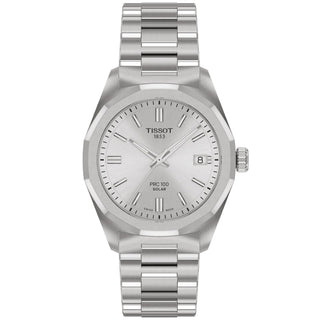Tissot - PRC 100 Solar 34 mm Silver Dial Steel Bracelet - T1518221103100