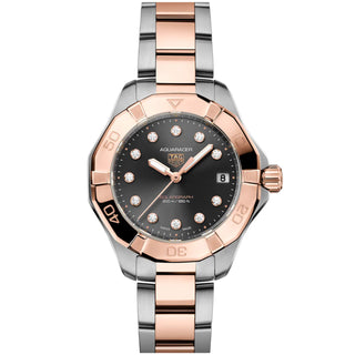 TAG Heuer - Aquaracer 34 mm Solargraph Diamond Dial Rose Gold Women's - WBP1324.BB0005