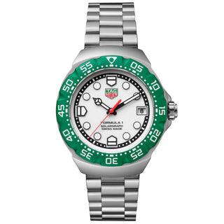 TAG Heuer - Formula 1 Solargraph 38 mm Opaline White Dial Green Bezel - WBY111E.BA0042