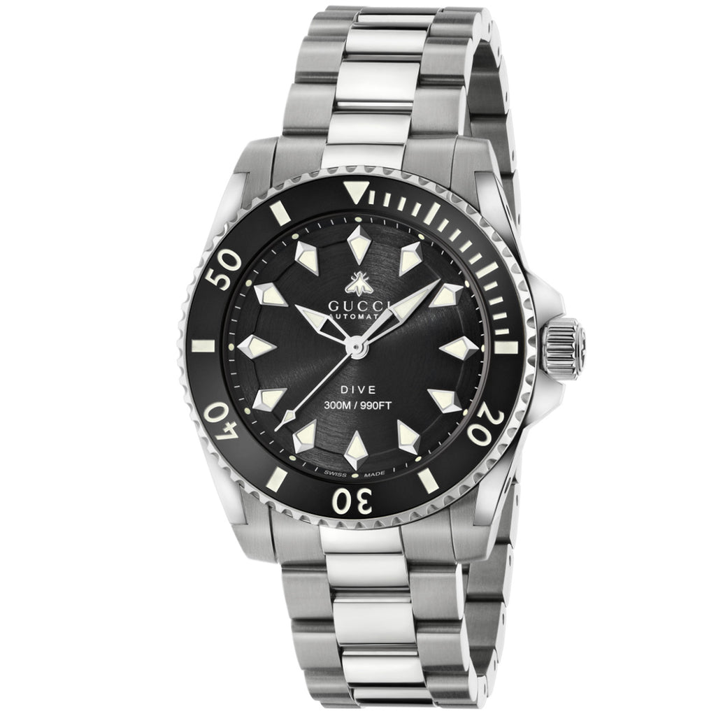 Gucci Dive 40 mm Stainless Steel Case 300 m Black Bee Dial - YA136353