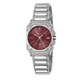 Gucci G-Flat 30 mm Burgundy Dial Octagonal Roman Numbers - YA166506