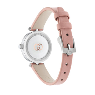 Gucci Model 2000 Silver Guilloche Dial 24 mm Pink Strap - YA167501