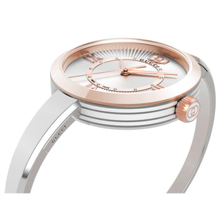 GUCCI Model 2000 Pink Gold Bezel Diamond Dial Bangle Bracelet - YA167524