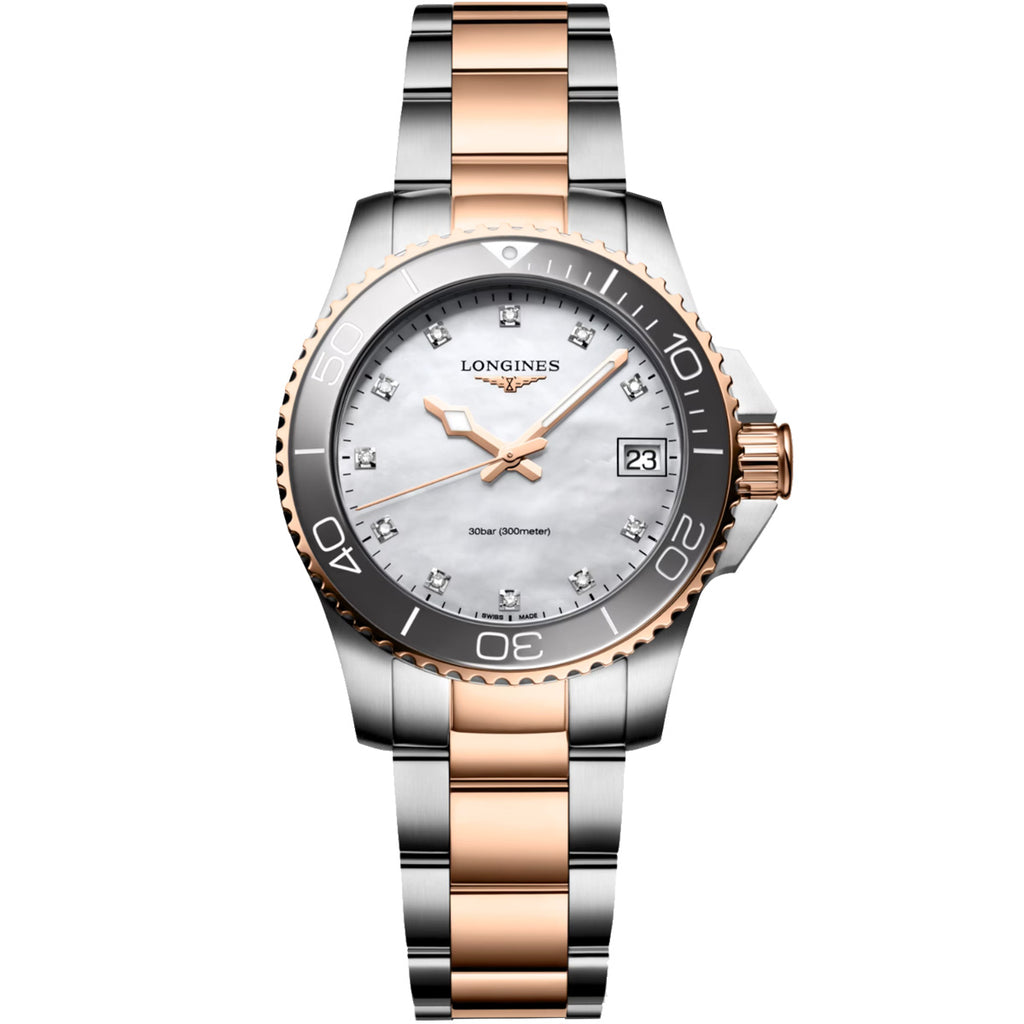 Longines - HydroConquest 32 mm Mother of Pearl Diamond Dial Women's - L33703896