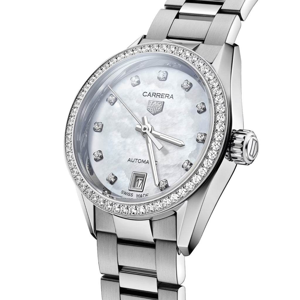 Tag Heuer - Carrera 29 mm Automatic Mother of Pearl Diamond Dial & Bezel - WBN2414.BA0621