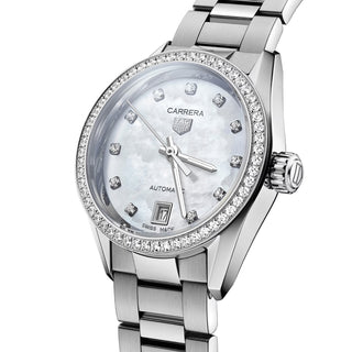TAG Heuer - Carrera 29 mm Automatic Mother of Pearl Diamond Dial & Bezel - WBN2414.BA0621