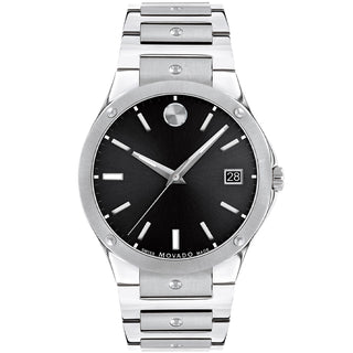 Movado - SE 41 mm Stainless Case & Bracelet Black Dial - 0607541